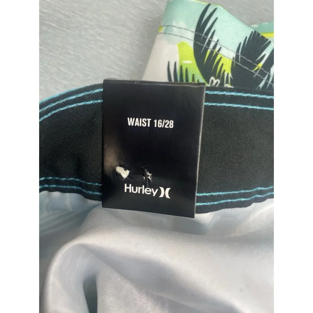 NEW Boys Hurley Board Shorts Size 16/28  Island Print 9” Inseam